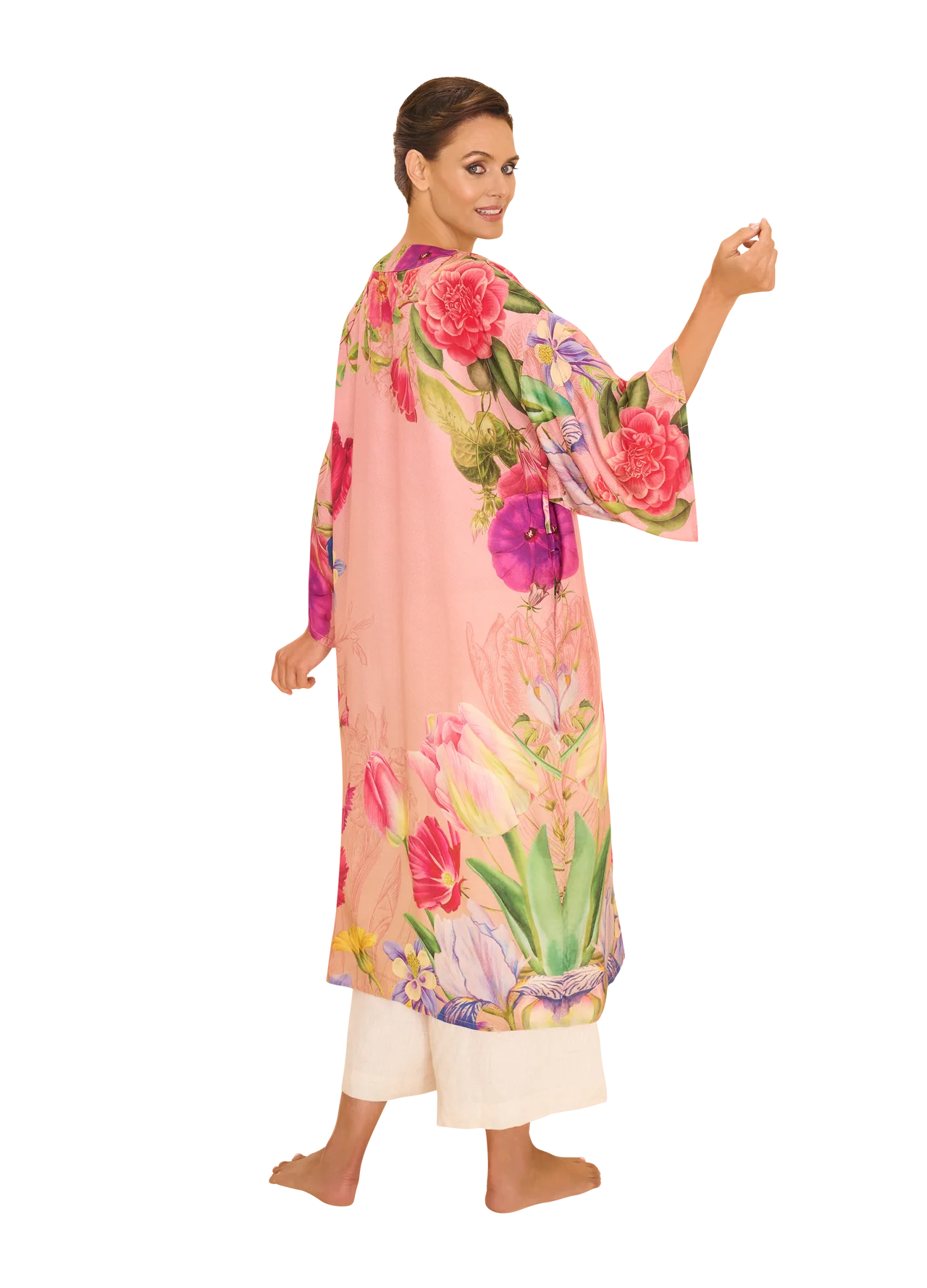 Powder Floral Study Petal Kimono Gown