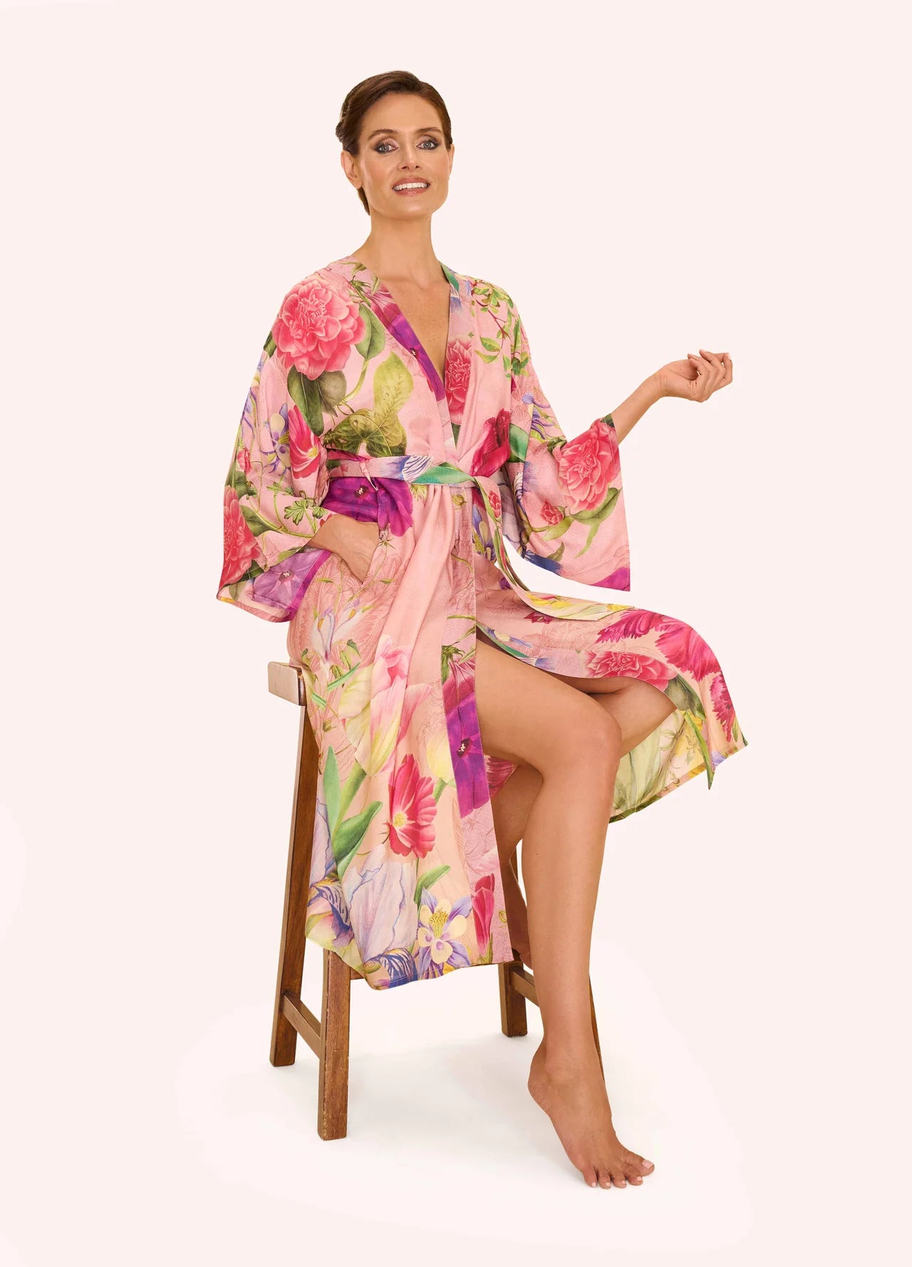 Powder Floral Study Petal Kimono Gown