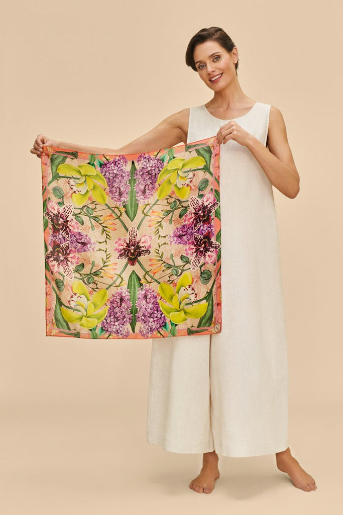 Powder 100% Silk Exotic Evening Scarf - Daisy Mae Boutique