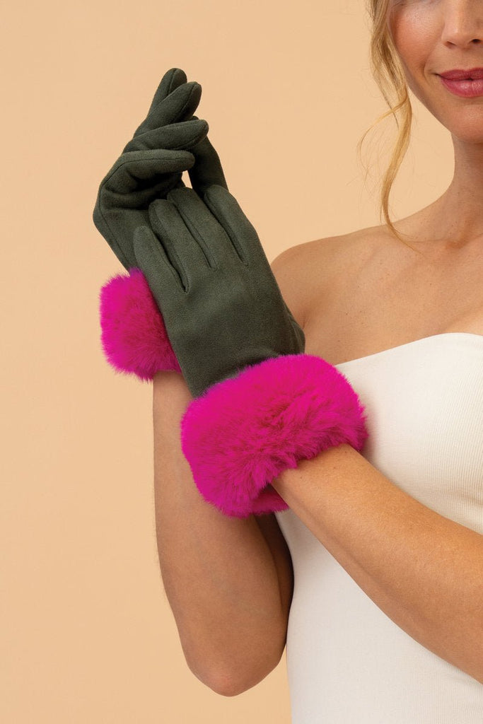 Powder Bettina Gloves Olive/Magenta - Daisy Mae Boutique