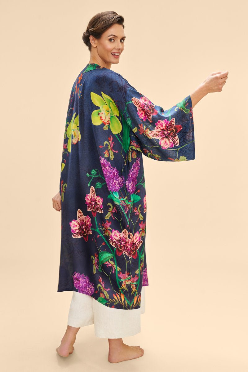 Powder Exotic Evening In Ink Kimono Gown - Daisy Mae Boutique