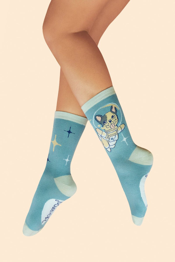 Powder Frenchie In Space Socks - Ice - Daisy Mae Boutique