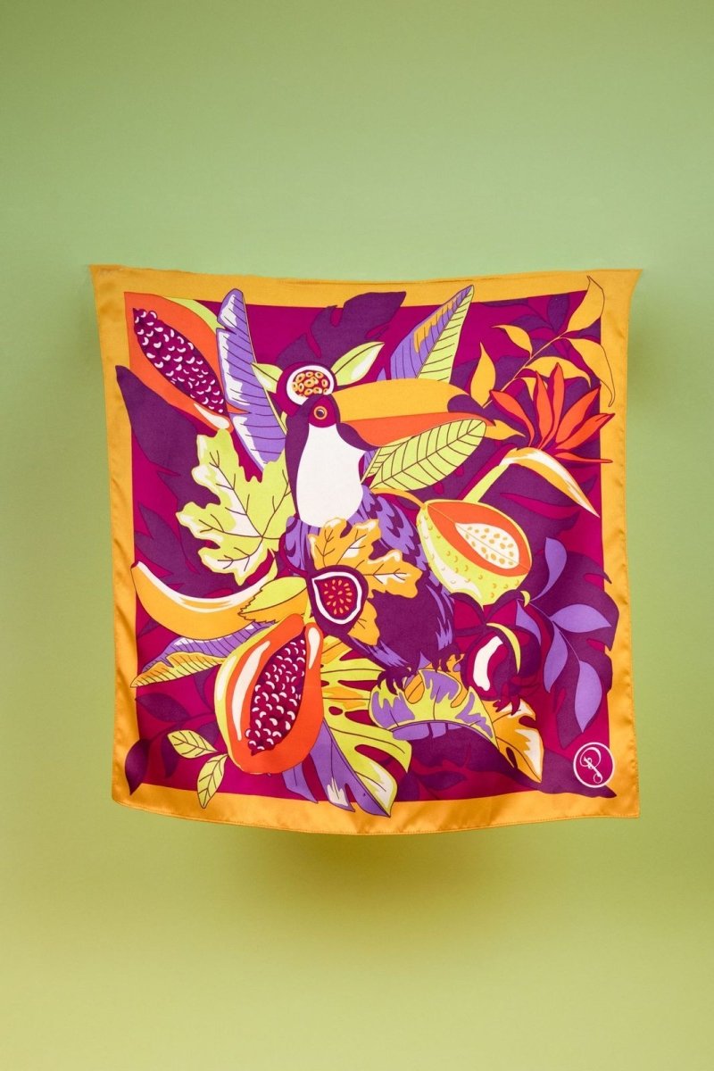 Powder Fruity Toucan Small Satin Square - Daisy Mae Boutique