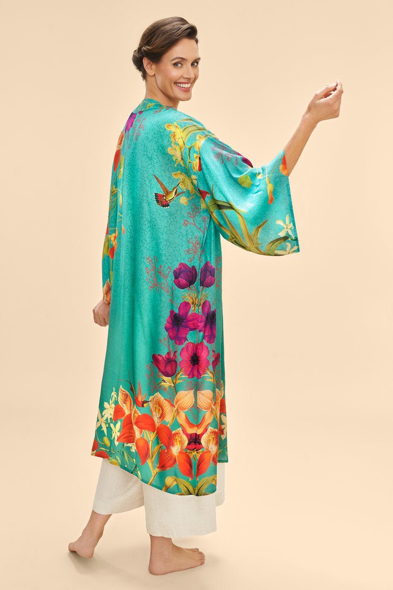 Powder Hummingbird At Dusk Kimono Gown - Daisy Mae Boutique