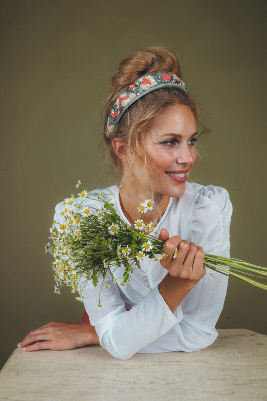 Powder Padded Embellished Leopard Print Headband Ice - Daisy Mae Boutique