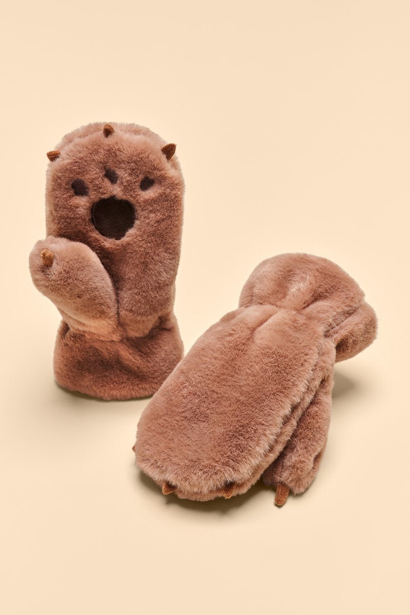 Powder Pals Mittens - Bear Paw In Chocolate - Daisy Mae Boutique