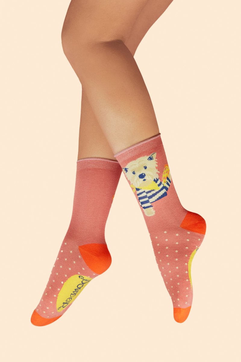 Powder Puppy Pizza Lover Socks - Coral - Daisy Mae Boutique