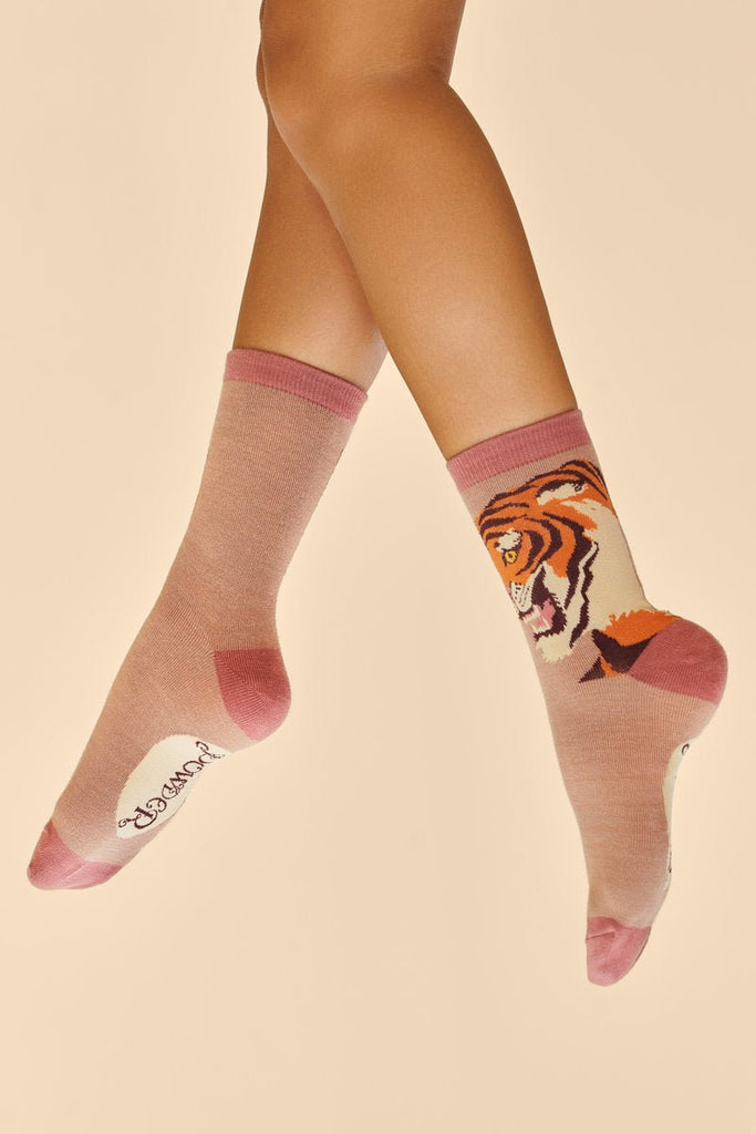 Powder Thrill Of The Tiger Ankle Socks Dusky Rose - Daisy Mae Boutique