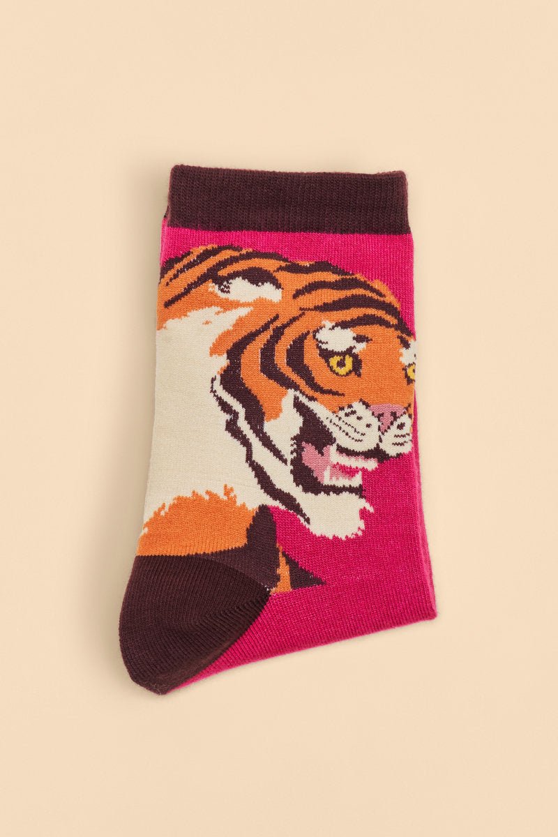 Powder Thrill Of The Tiger Ankle Socks Fuchsia - Daisy Mae Boutique