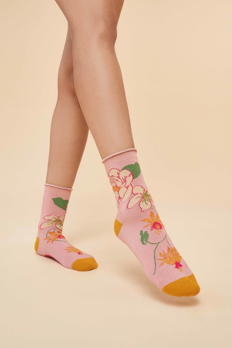 Powder Tropical Flora Socks Petal - Daisy Mae Boutique