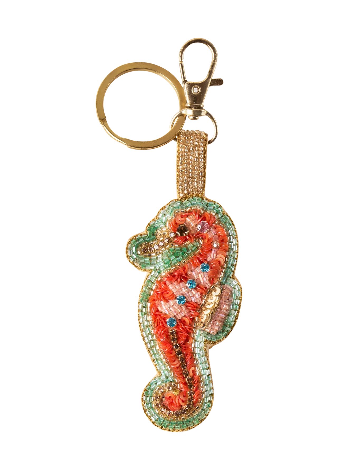 Powder Sparkling Seahorse Beaded Keyring