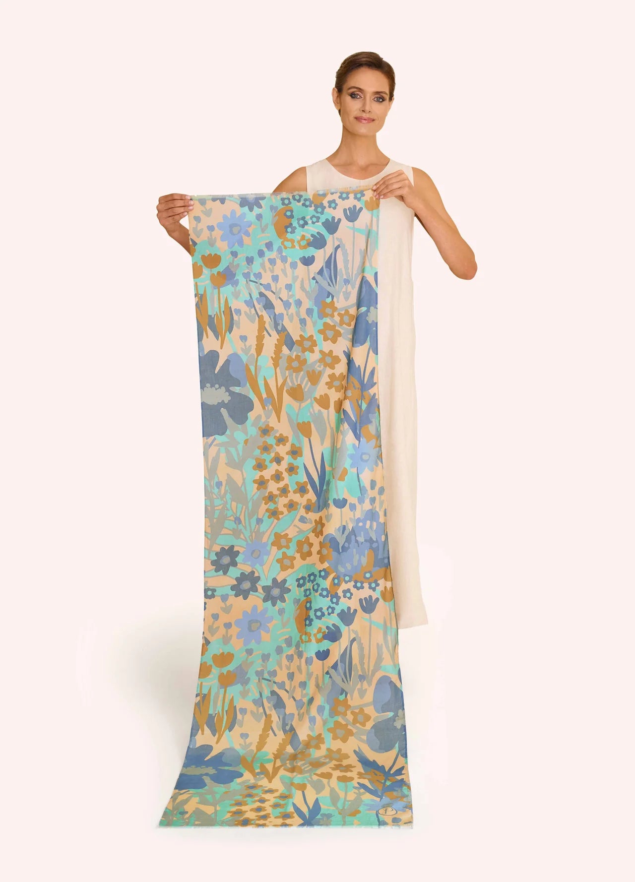 Powder Springtime Floral Cotton Scarf