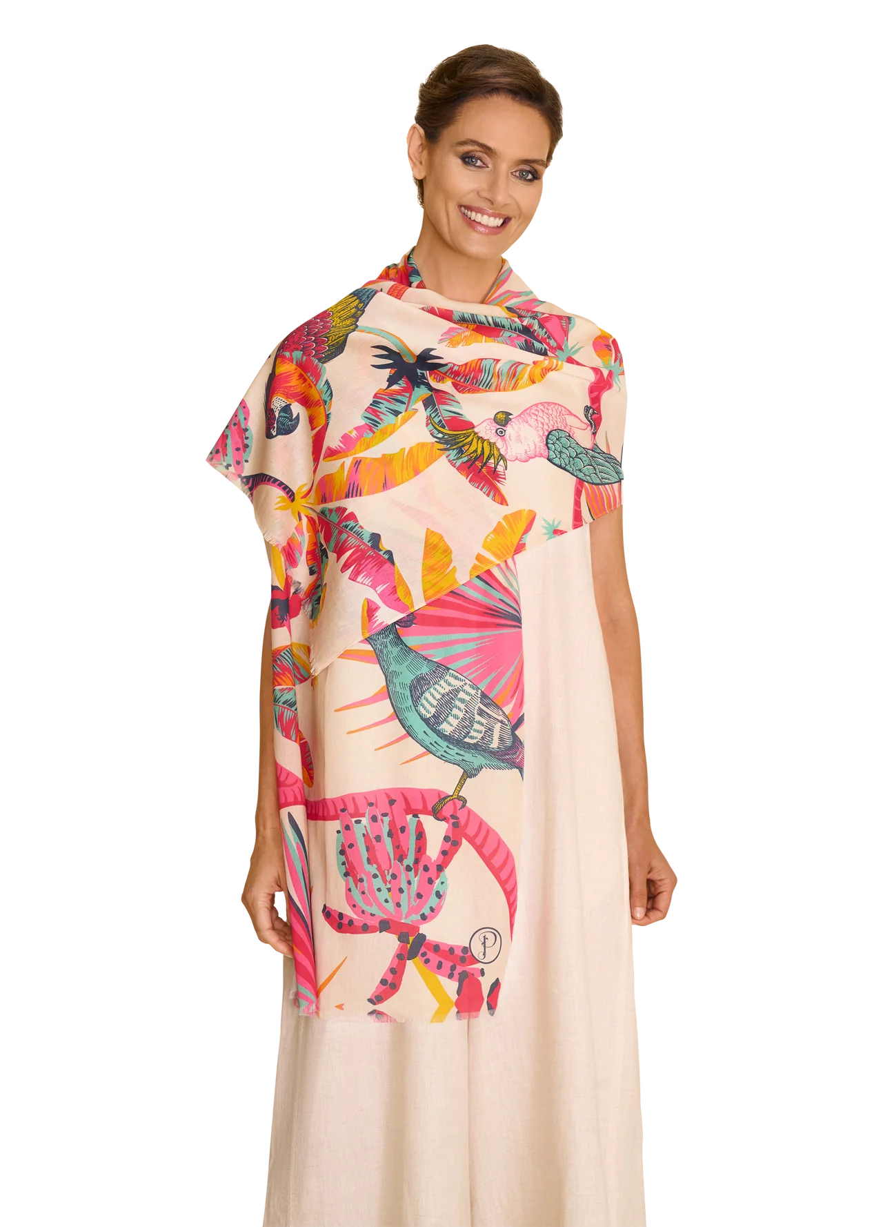 Powder Tropical Paradise Cotton Scarf