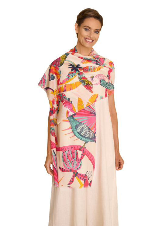 Powder Tropical Paradise Cotton Scarf