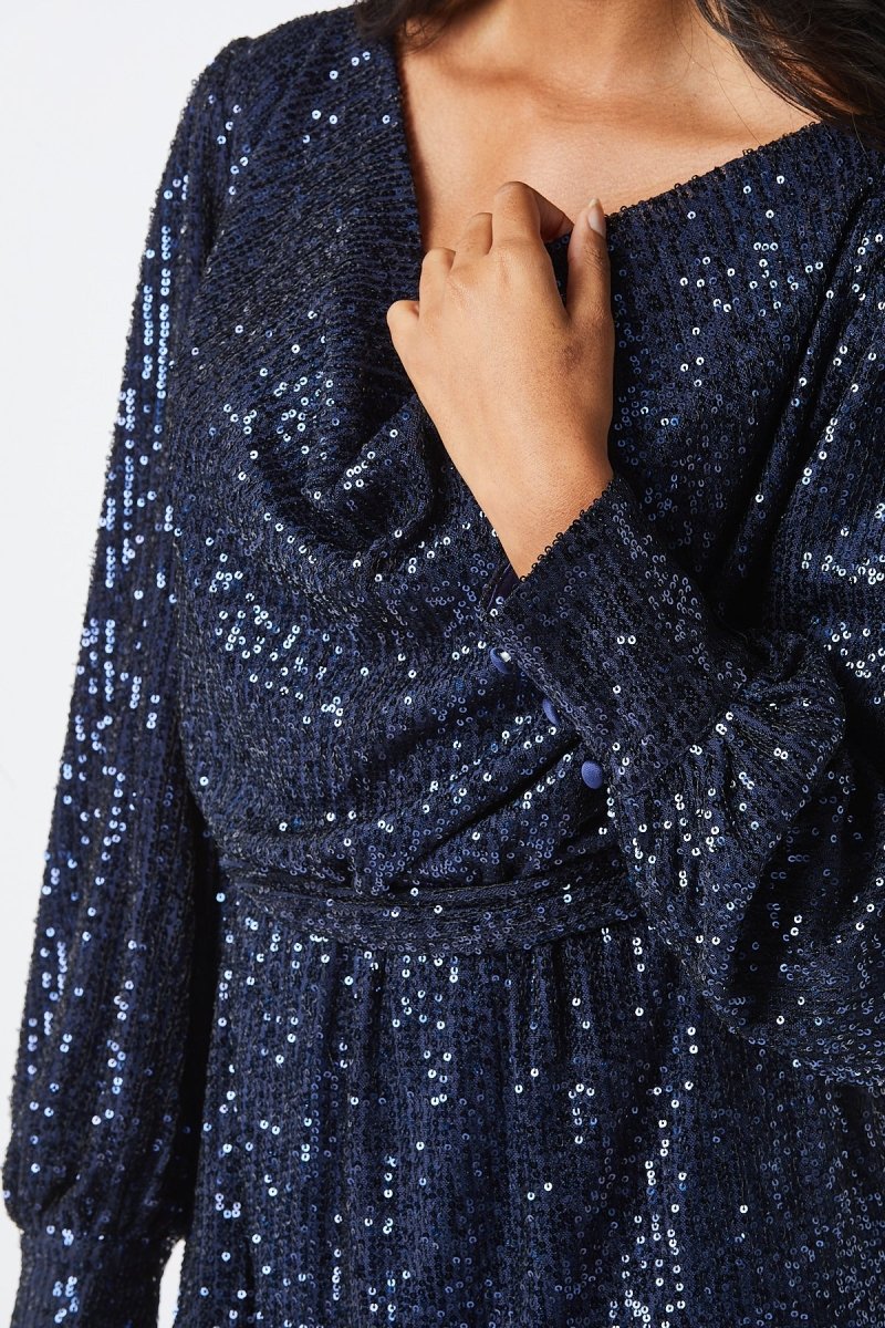 Zibi London Zinia Navy Sequin Dress - Daisy Mae Boutique