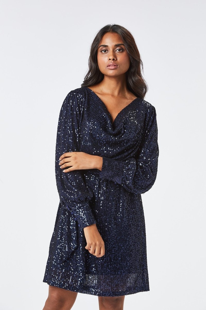 Zibi London Zinia Navy Sequin Dress - Daisy Mae Boutique