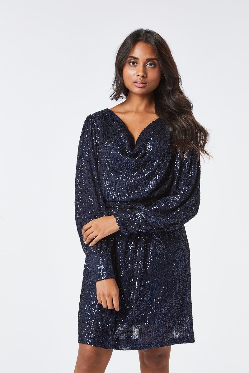 Zibi London Zinia Navy Sequin Dress - Daisy Mae Boutique