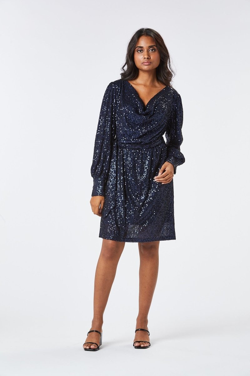 Zibi London Zinia Navy Sequin Dress - Daisy Mae Boutique