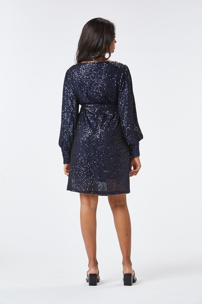 Zibi London Zinia Navy Sequin Dress - Daisy Mae Boutique