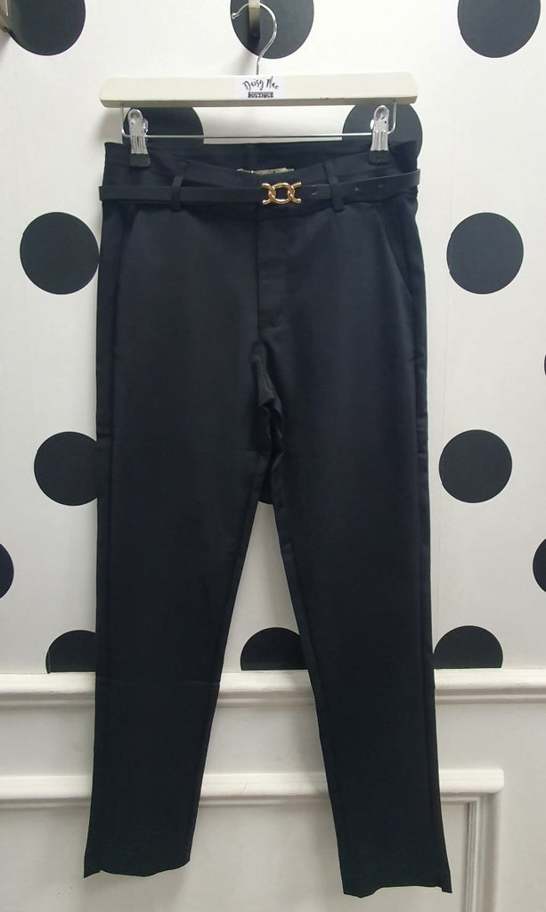Amber Black Cropped Trousers - Daisy Mae Boutique
