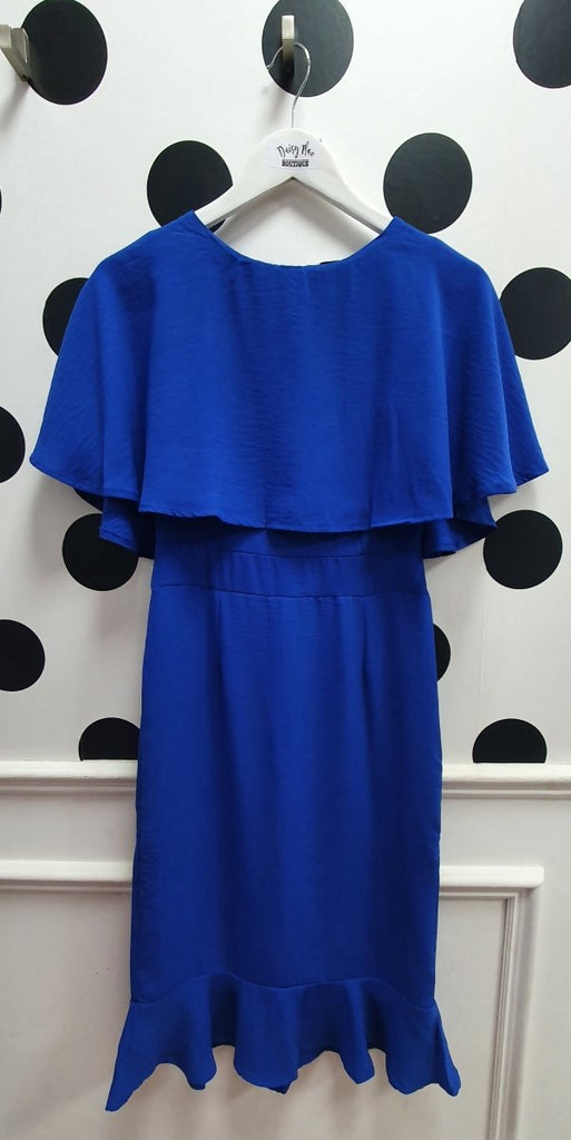 Amber Blue Cape Midi Dress - Daisy Mae Boutique