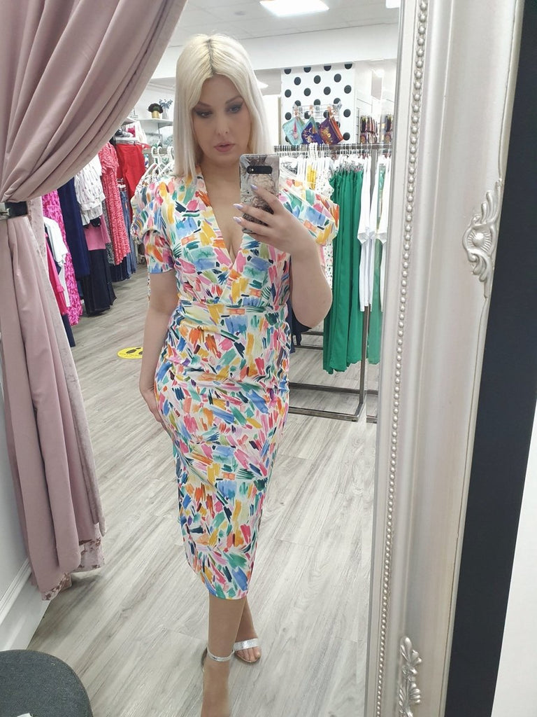 Amber Brushstroke Bodycon Dress - Daisy Mae Boutique