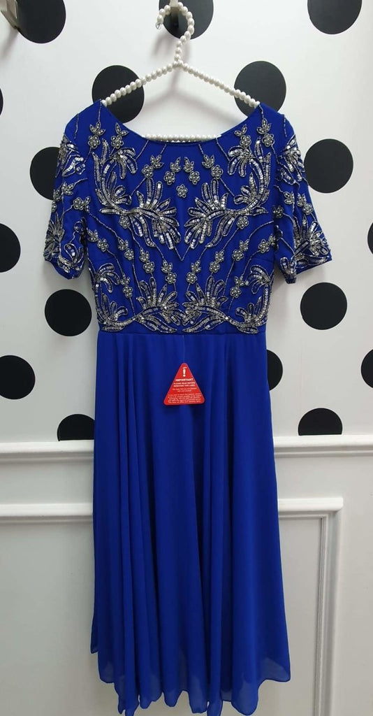 Amber Cobalt Blue Embellished Occasion Dress - Daisy Mae Boutique