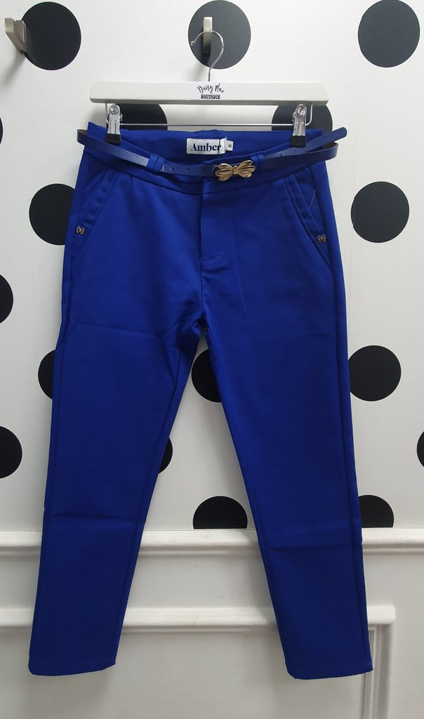 Amber Cobalt Cropped Trousers - Daisy Mae Boutique