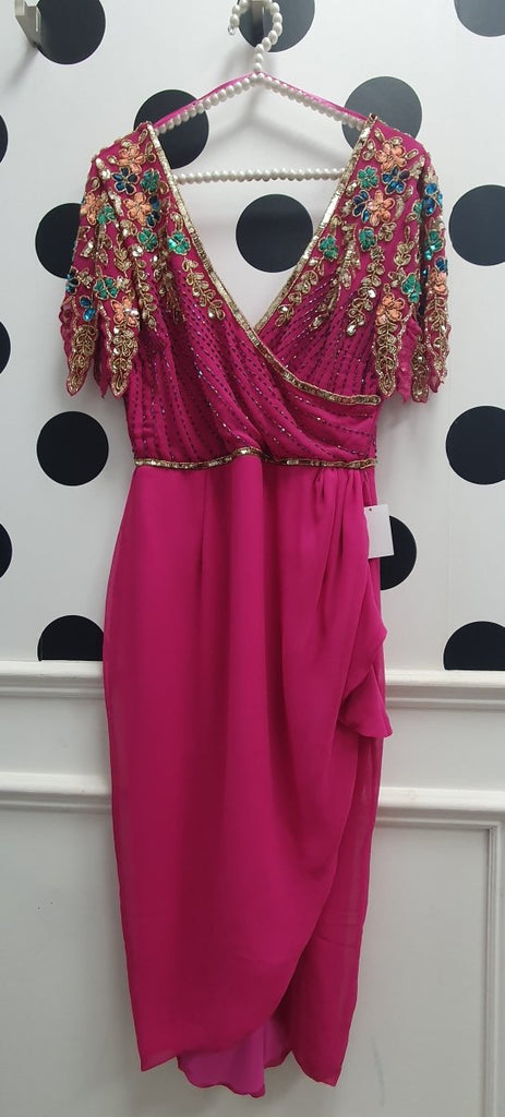 Amber Deep Pink Wiggle Embellished Detail Occasion Dress - Daisy Mae Boutique