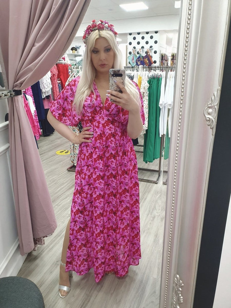 Amber Fuchsia Floral Print Maxi Dress - Daisy Mae Boutique