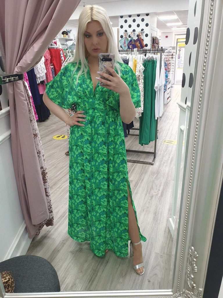 Amber Green Floral Print Maxi Dress - Daisy Mae Boutique