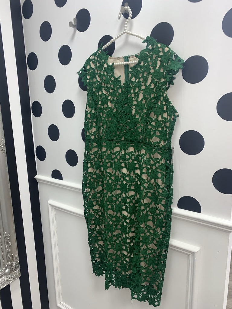 Amber Green Lace Wiggle Dress - Daisy Mae Boutique