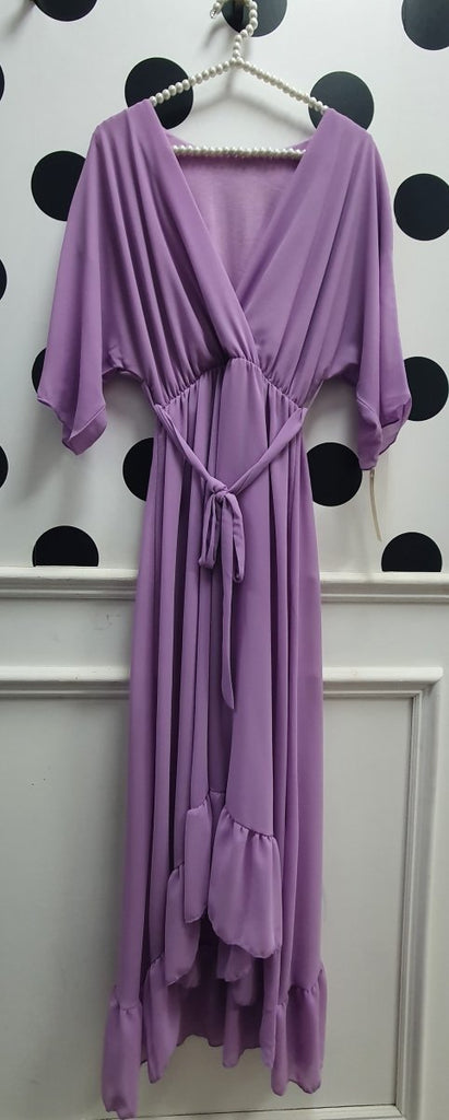 Amber Lilac Frill Hem Belted Dress - Daisy Mae Boutique