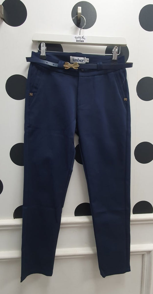 Dunnes Stores  Navy Pull On Stretch Crop Trousers