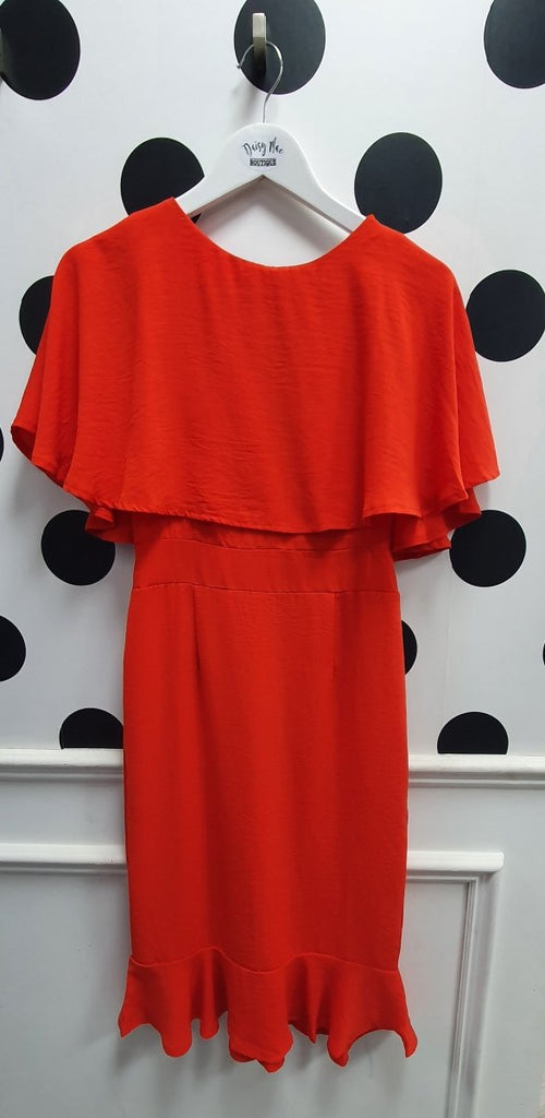 Amber Orange Cape Midi Dress - Daisy Mae Boutique