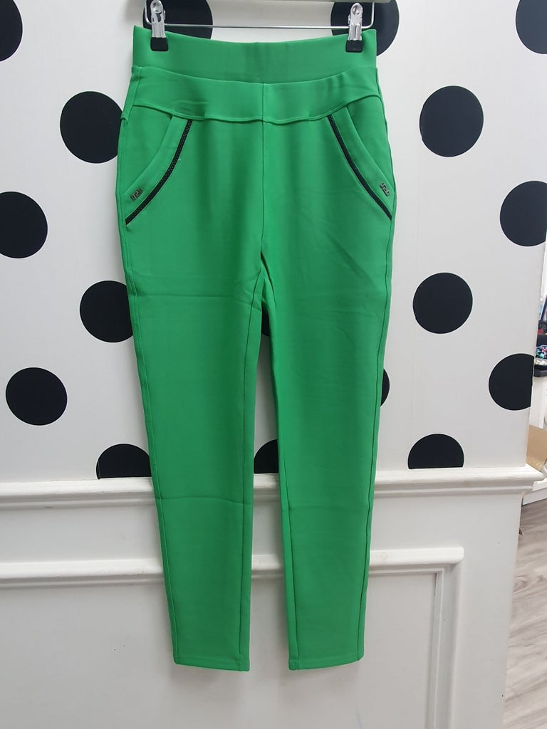 Amber Scuba Trousers Green - Daisy Mae Boutique