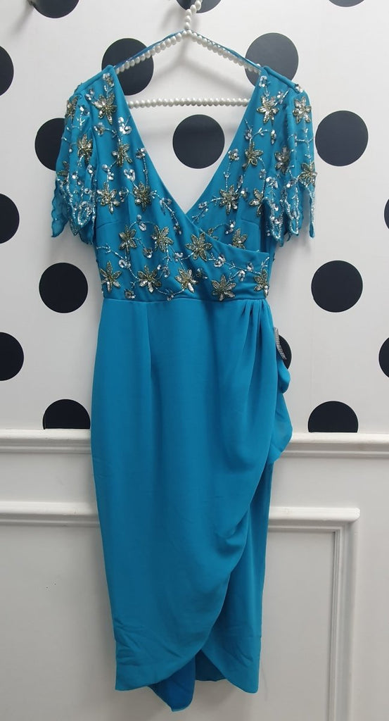 Amber Turquoise Wiggle Embellished Detail Occasion Dress - Daisy Mae Boutique