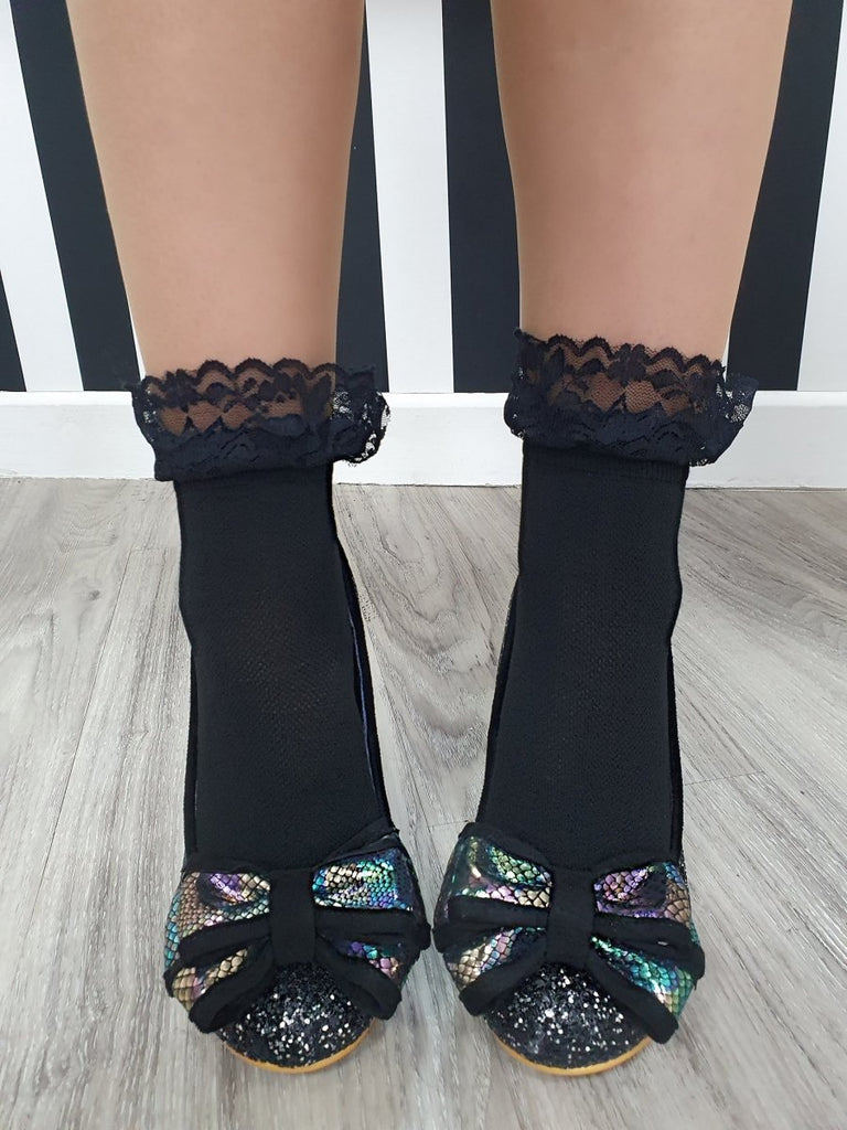 DMB Black Lace Frill Ankle Socks - Daisy Mae Boutique