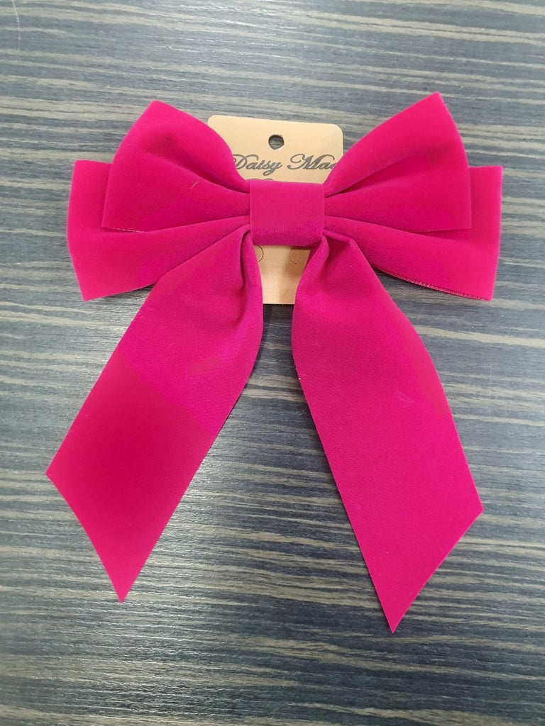 DMB Fuchsia Velvet Hair Bow - Daisy Mae Boutique