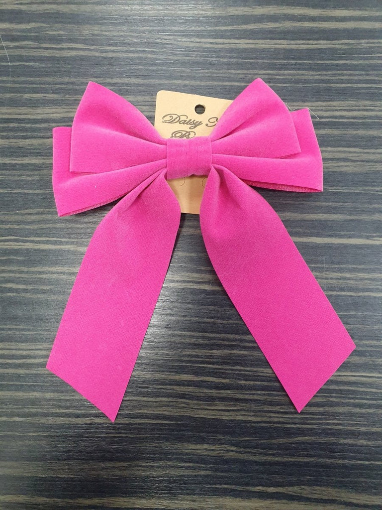 DMB Pink Velvet Hair Bow - Daisy Mae Boutique