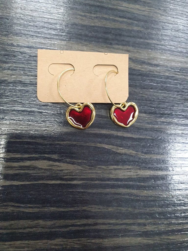 DMB Red Heart Hoop Earrings - Daisy Mae Boutique