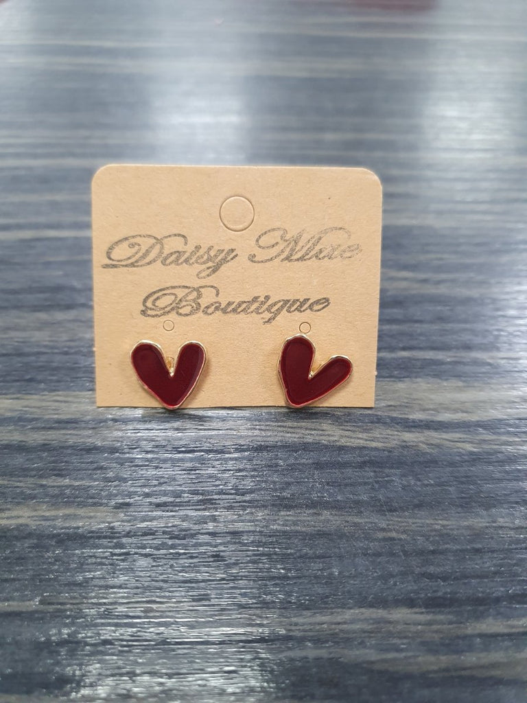 DMB Red Heart Stud Earrings - Daisy Mae Boutique