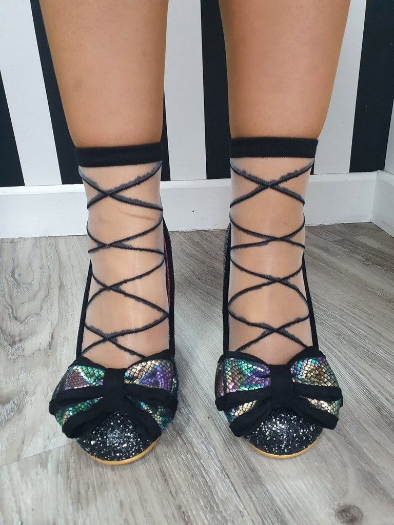 DMB Sheer Black Argyle Ankle Socks - Daisy Mae Boutique