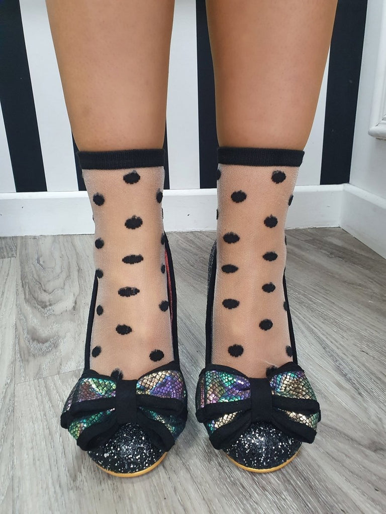 DMB Sheer Black Polka Dot Ankle Socks - Daisy Mae Boutique