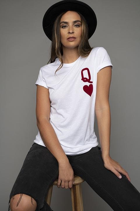 JS Queen of Hearts Tee White - Daisy Mae Boutique
