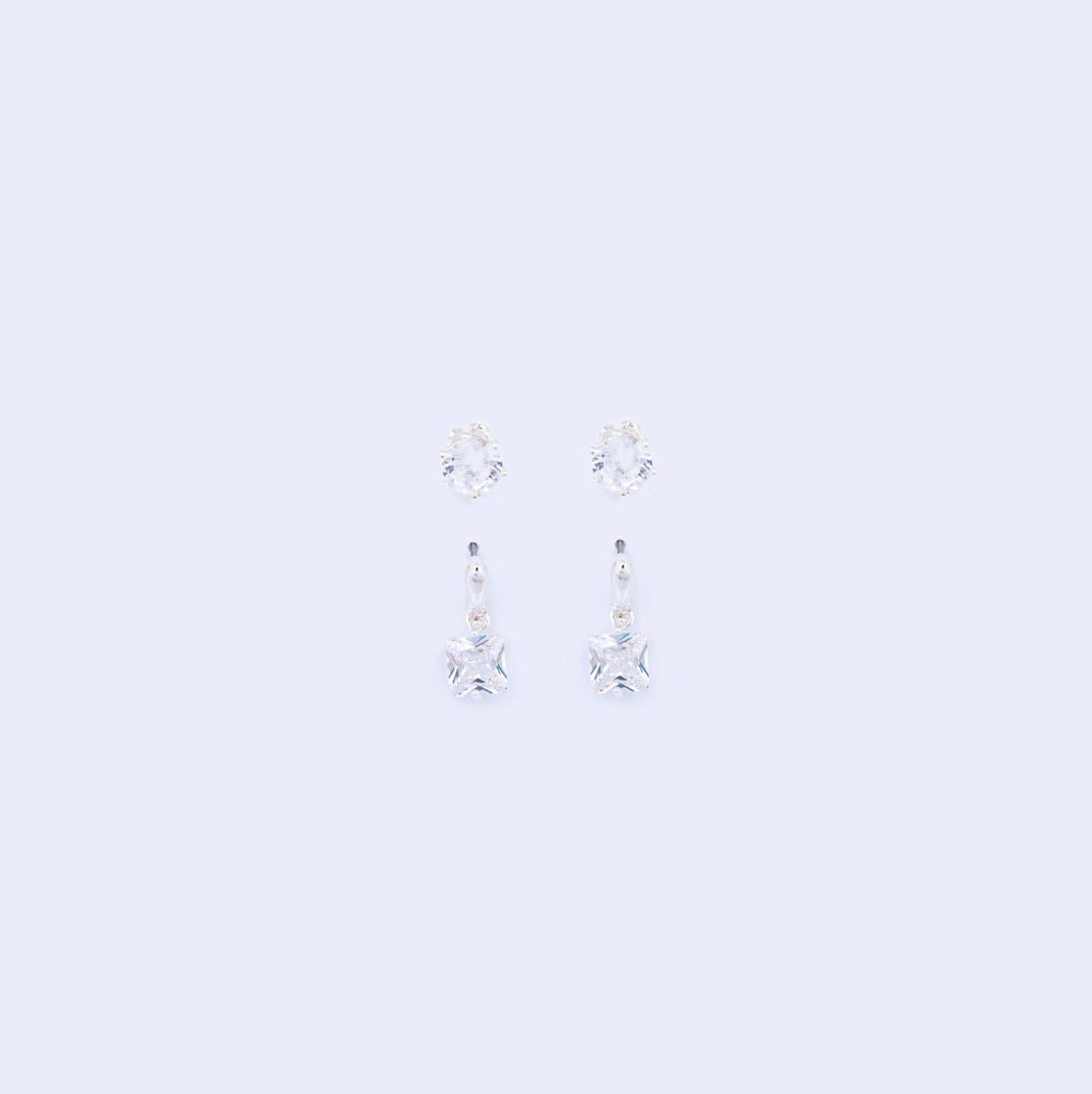 Knight & Day Duo Silver Earring Set Q460EAP - Daisy Mae Boutique