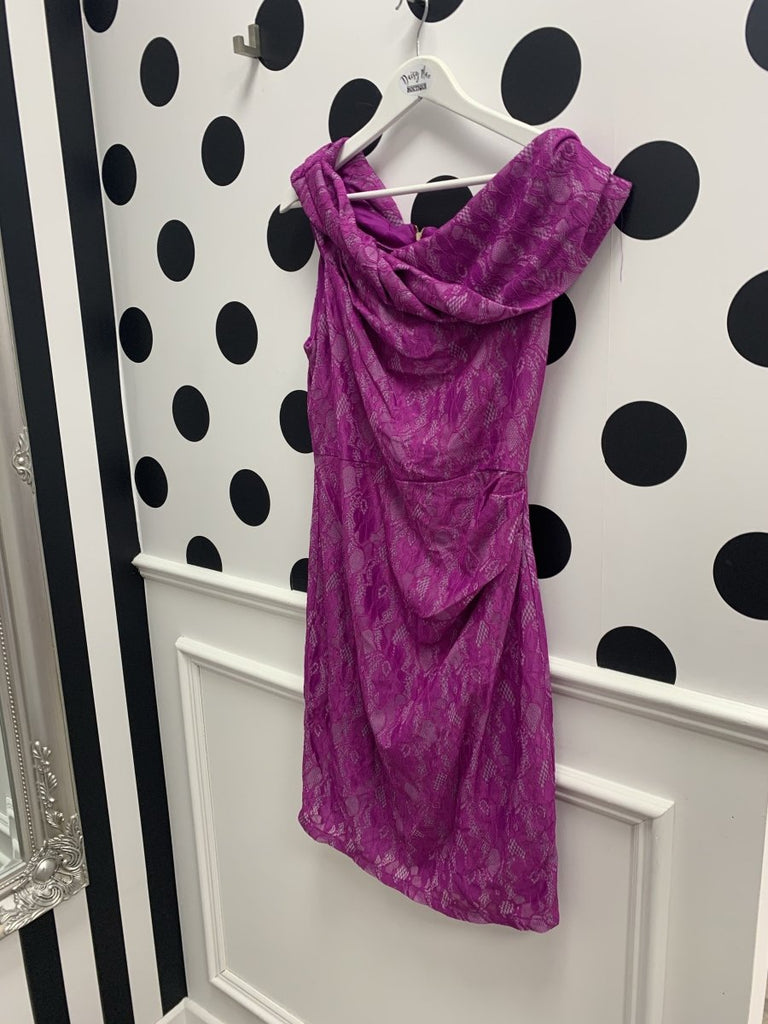Maisy Purple Lace Bardot Dress - Daisy Mae Boutique