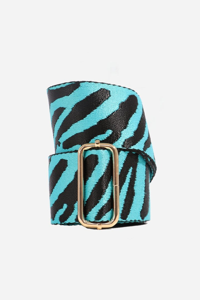 MSH Black Blue Zebra Print Bag Strap - Daisy Mae Boutique