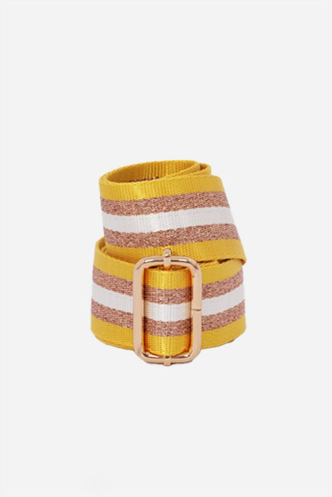 MSH Mustard Gold Glitter Stripe Bag Strap - Daisy Mae Boutique