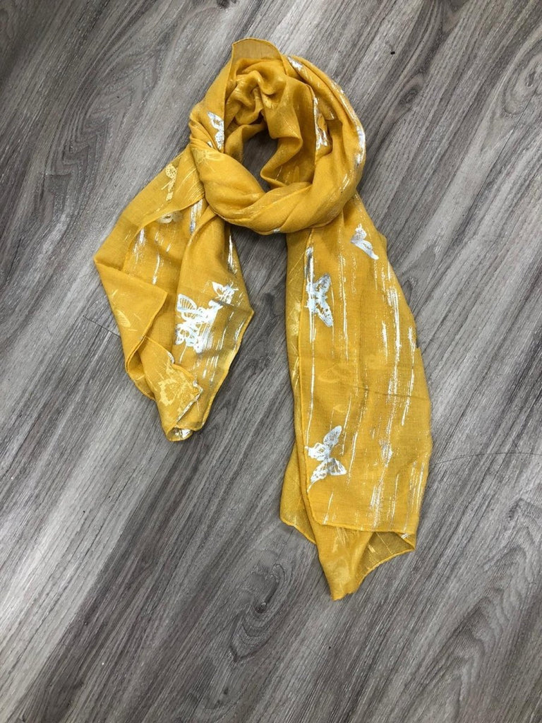Mustard Butterfly Scarf - Daisy Mae Boutique